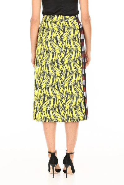 Shop Prada Lipstick And Banana Print Midi Skirt In Multi