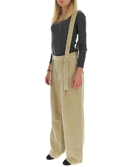 Shop Uma Wang Suspender Detail Pants In Beige