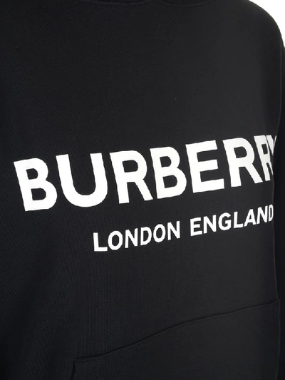 Shop Burberry Logo Print Hoodie In Black