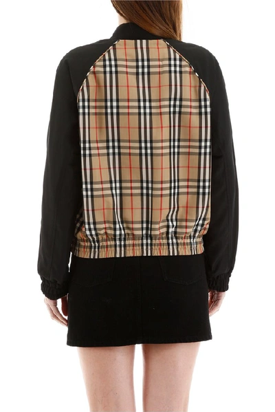 Shop Burberry Vintage Check Zipped Bomber Jacket In Black