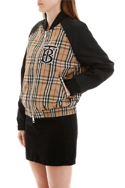 Shop Burberry Vintage Check Zipped Bomber Jacket In Black