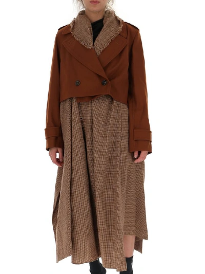 Shop Chloé Shirt Layered Coat In Brown