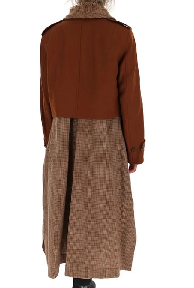 Shop Chloé Shirt Layered Coat In Brown