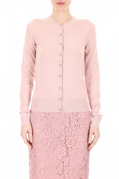 Shop Dolce & Gabbana Button Embellished Cardigan In Pink