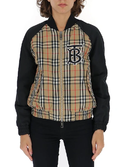 Shop Burberry Monogram Motif Vintage Check Bomber Jacket In Multi