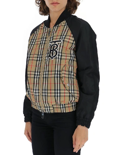 Shop Burberry Monogram Motif Vintage Check Bomber Jacket In Multi