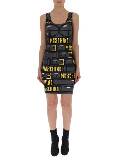 Shop Moschino Graphic Printed Bodycon Dress In Multi