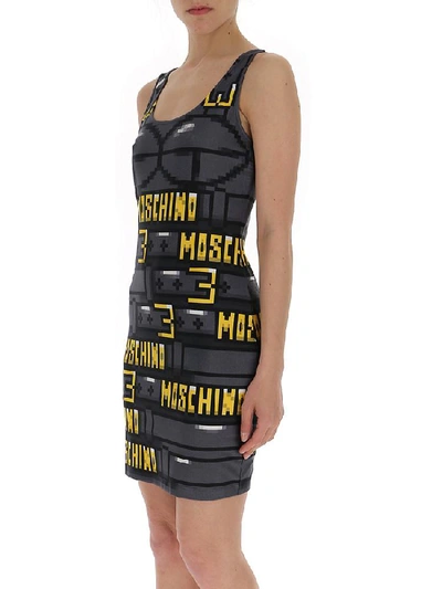 Shop Moschino Graphic Printed Bodycon Dress In Multi