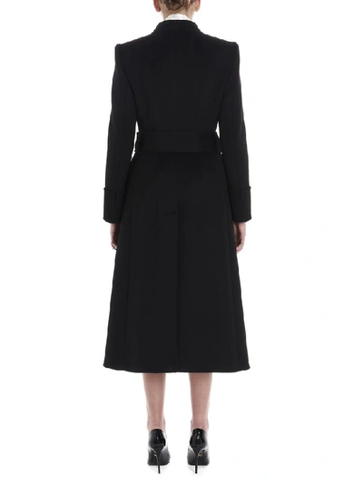 Shop Dolce & Gabbana Double Breasted Belted Midi Coat In Black
