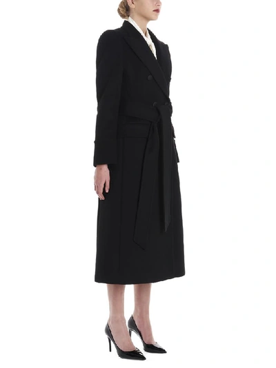 Shop Dolce & Gabbana Double Breasted Belted Midi Coat In Black