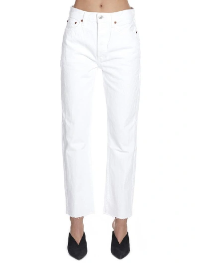 Shop Re/done High Rise Stove Pipe Cropped Jeans In White