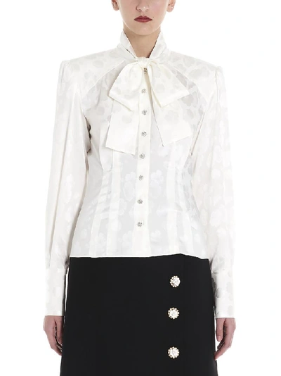 Shop Dolce & Gabbana Bow Detailed Buttoned Blouse In White