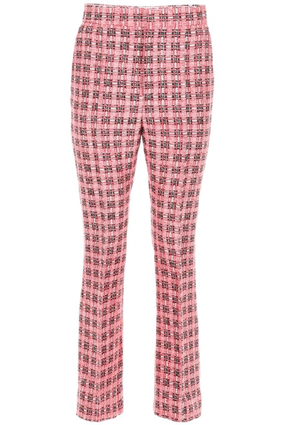 Shop Marni Frayed Tweed Pants In Red