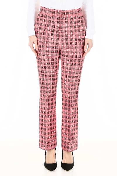 Shop Marni Frayed Tweed Pants In Red