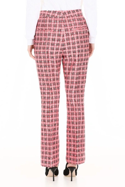 Shop Marni Frayed Tweed Pants In Red
