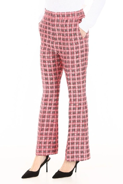 Shop Marni Frayed Tweed Pants In Red