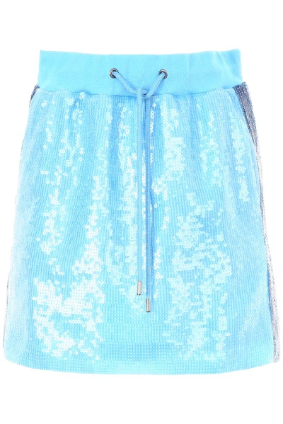 Shop Alberta Ferretti Sequinned Mini Skirt In Blue