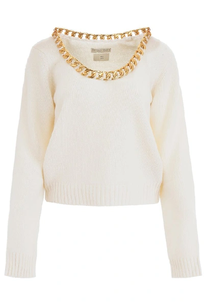 Shop Bottega Veneta Chain Trim Sweater In White