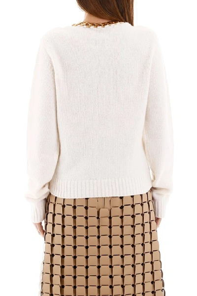 Shop Bottega Veneta Chain Trim Sweater In White