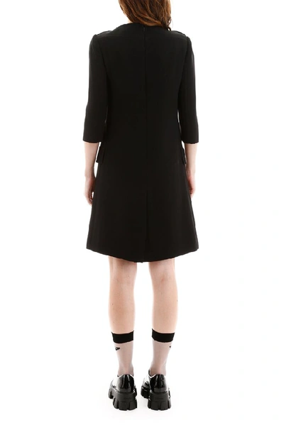 Shop Prada Cady Elbow Length Sleeve Dress In Black