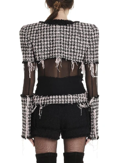 Shop Balmain Houndstooth Panelled Tweed Jacket In Multi