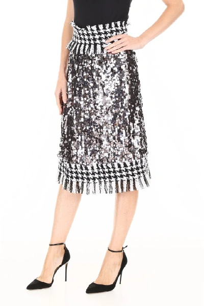 Shop Dolce & Gabbana Sequinned Tweed Skirt In Multi