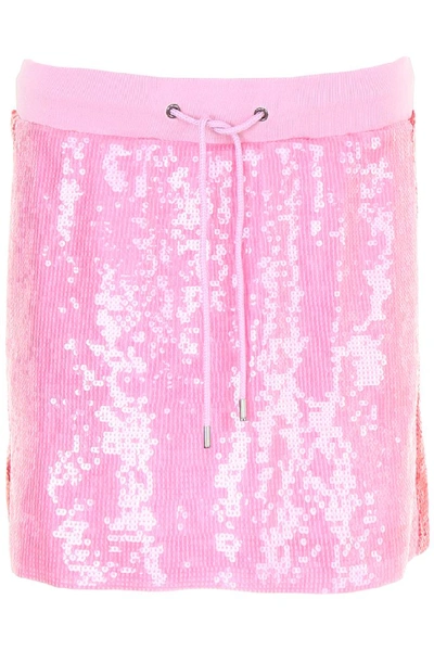 Shop Alberta Ferretti Sequinned Mini Skirt In Pink