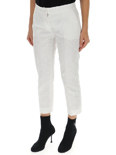 Shop Dolce & Gabbana Jacquard Cropped Trousers In White