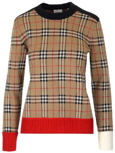 Shop Burberry Check Sweater In Multi