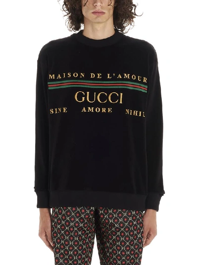 Gucci Maison De L'amour Logo Embroidered Sweater In Black | ModeSens