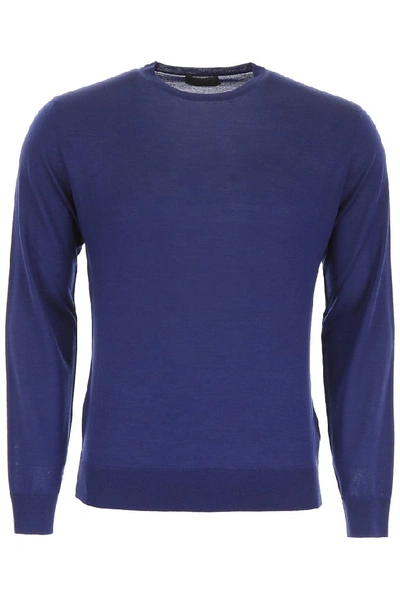Shop Prada Classic Crew Neck Sweater In Blue
