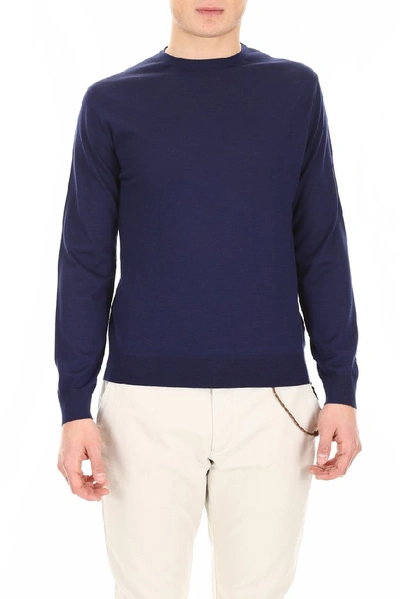 Shop Prada Classic Crew Neck Sweater In Blue