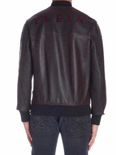 Shop Philipp Plein Perforated Bomber Jacket In Black