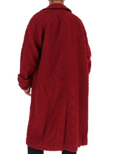 Shop Uma Wang Textured Oversized Coat In Red
