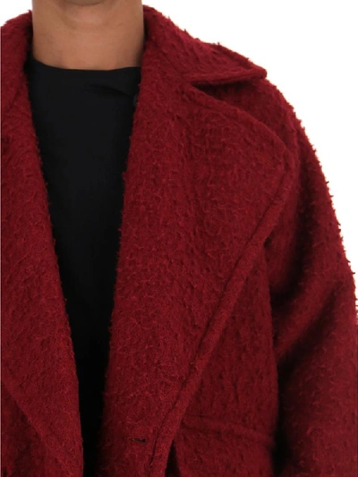 Shop Uma Wang Textured Oversized Coat In Red