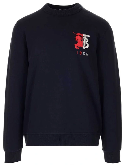 Shop Burberry Embroidered Logo Sweatshirt In Blue