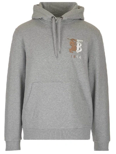 Shop Burberry Logo Hoodie In Grey