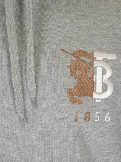 Shop Burberry Logo Hoodie In Grey