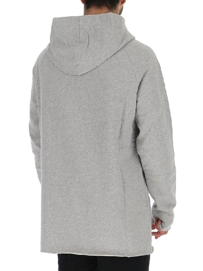 Shop Balmain Logo Printed Hoodie In Grey