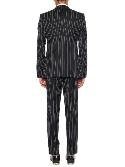 Shop Dolce & Gabbana Sicilia Three Piece Pinstriped Suit In Black