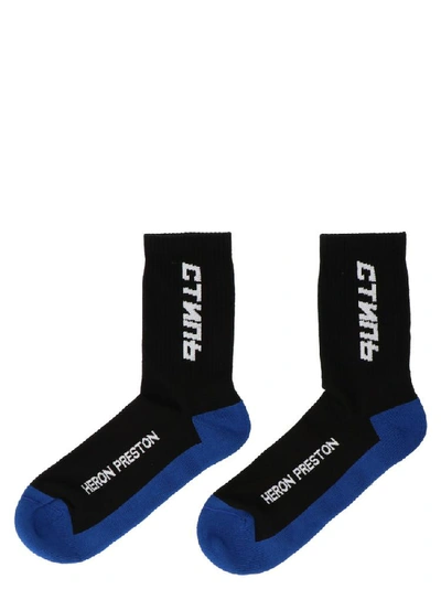 Shop Heron Preston Logo Intarsia Ribbed Socks In Black