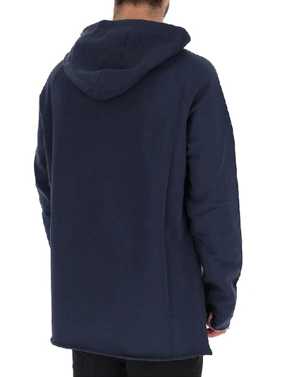 Shop Balmain Logo Signature Hoodie In Navy