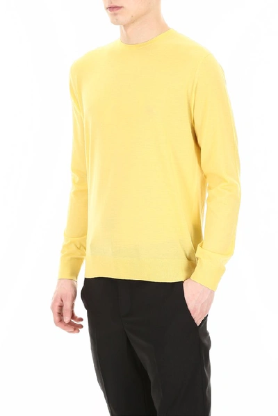 Shop Prada Knitted Crew Neck Sweater In Yellow