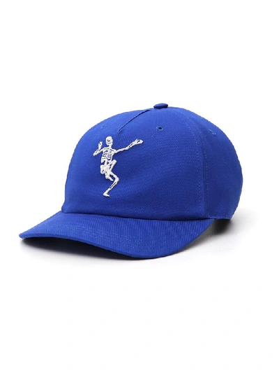 Shop Alexander Mcqueen Skeleton Cap In Blue