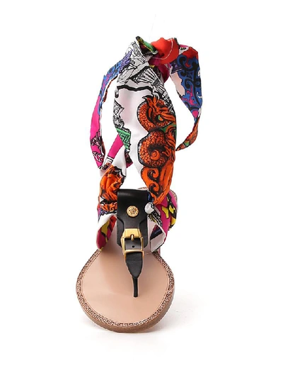 Shop Versace Printed Scarf Strap Sandals In Multi