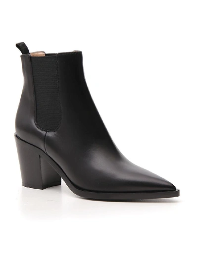 Shop Gianvito Rossi Pointed Toe Elastic Ankle Boots In Black