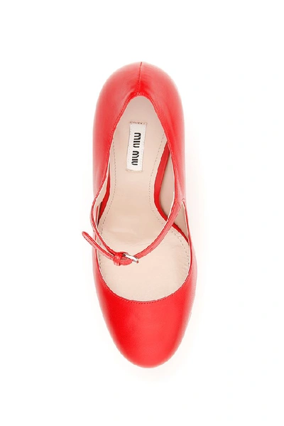 Shop Miu Miu Platform Strap Pumps In Red