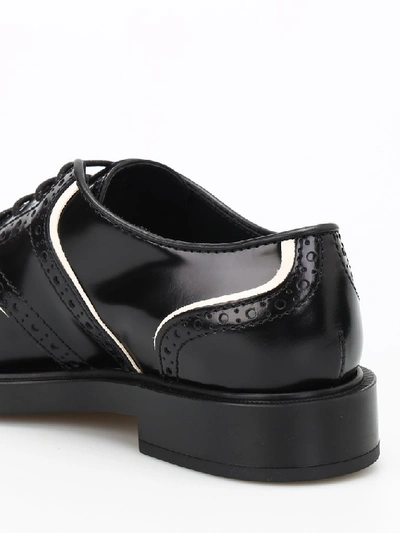 Shop Tod's Brushed Leather Oxford Brogues In Black+yogurt