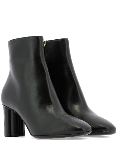 Shop Ferragamo Salvatore  Flower Heel Ankle Boots In Black