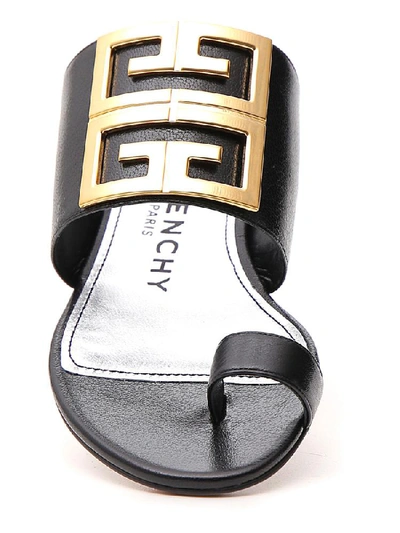Shop Givenchy 4g Logo Plaque Sandals In Black